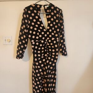 Rixo London Pink polka dot silk dress